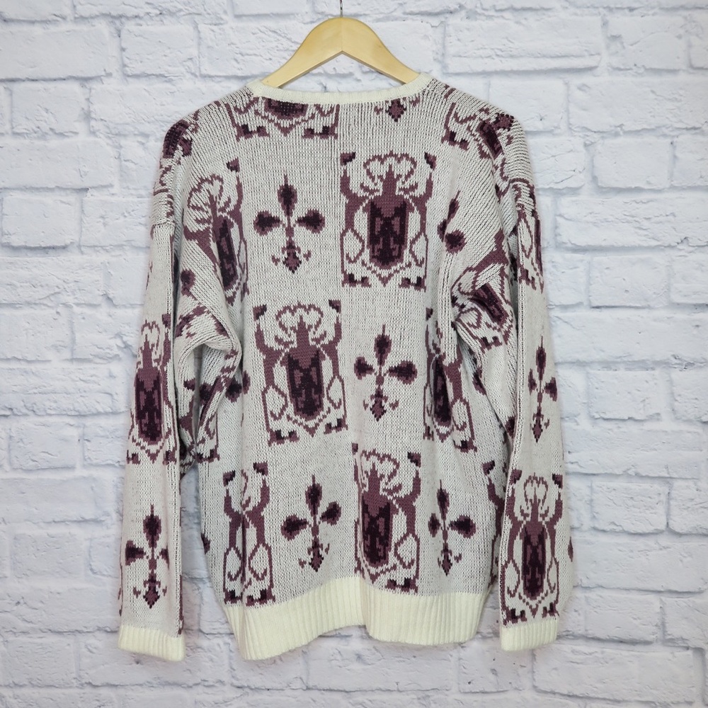 Vintage 80s Geometric Abstract Purple Sweater - image 4